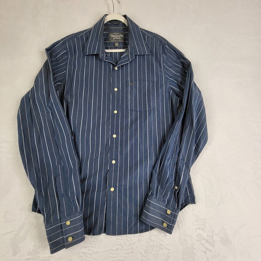 Abercrombie & Fitch Shirt‎ Muscle Mens Size XXL Striped Button-Up Shirt Casual